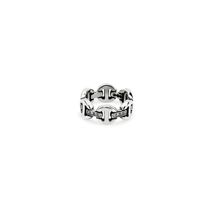 Hoorsenbuhs Classic Tri-Link Ring with Diamond Bridges- Dame