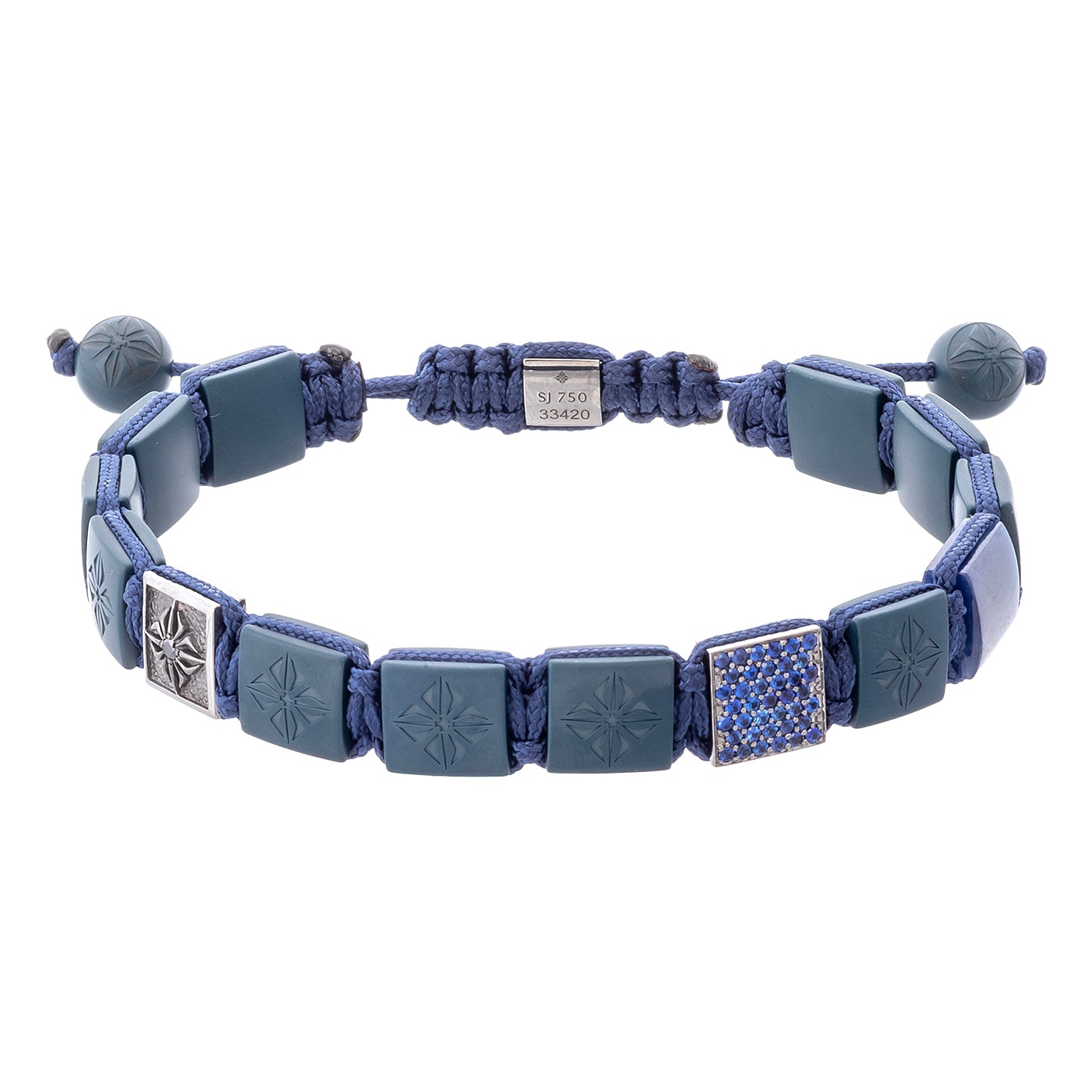 Shamballa Jewels 10mm Ceramic and Blue Sapphire Lock Bracelet