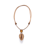 Dezso Grande Cowry Shell and Citrine Charm on Cord Necklace