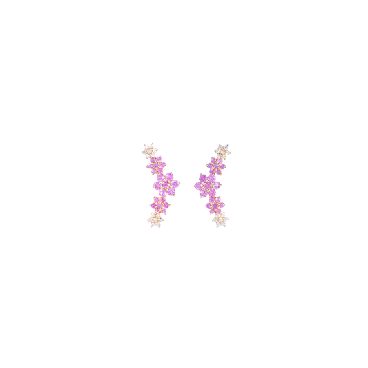 Kai Linz Diamond and Pink Sapphire Ear Crawlers
