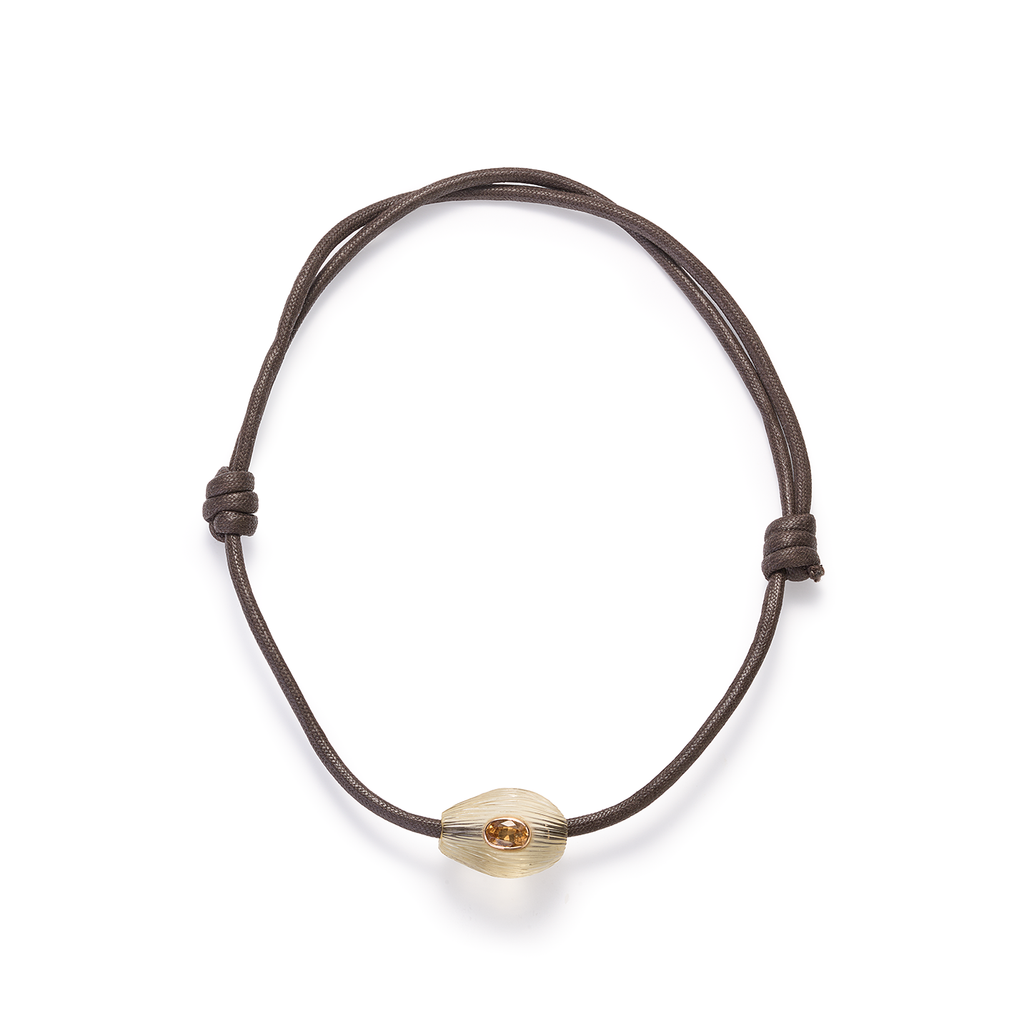 Dezso Classic Lemon Quartz Coquito Bead with Garnet on Cord Necklace