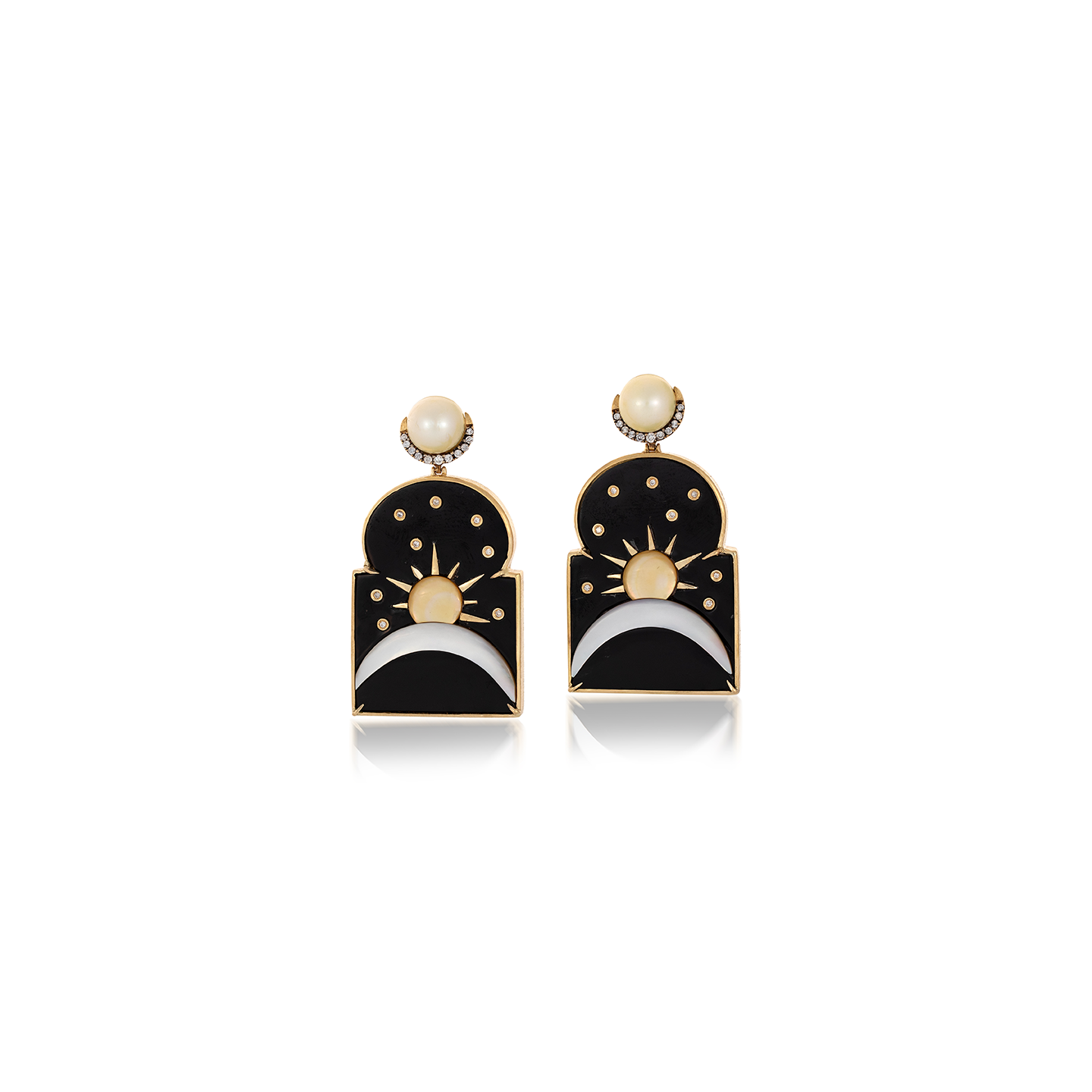 Silvia Furmanovich 'Silk Road' Sun Onyx Earrings with Diamond and Pearl