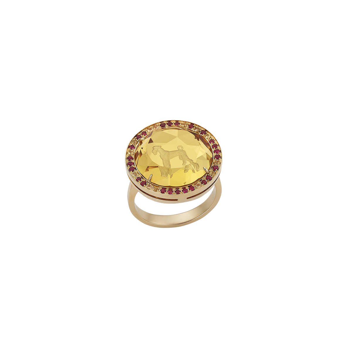 Francesca Villa 'Being Furry' Hand Carved Citrine Dog Portrait Ring