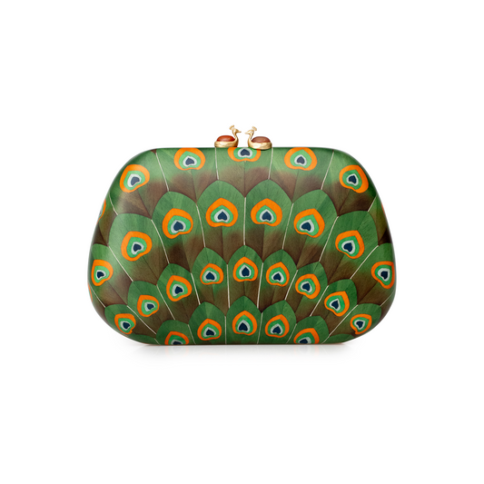 Silvia Furmanovich Quintessence 'Marquetry' Peacock Clutch