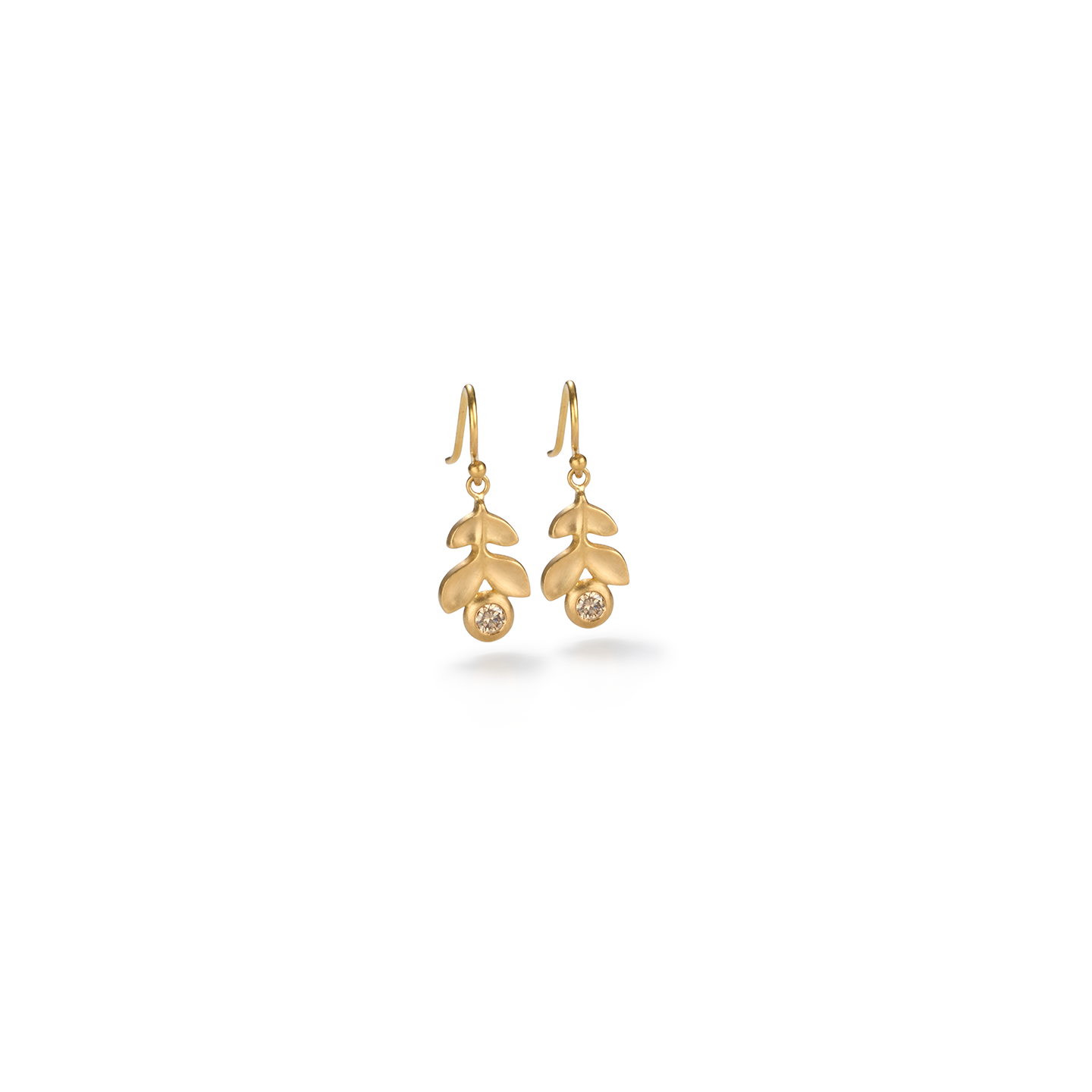 Caroline Ellen Double Laurel Earrings with Champagne Diamonds