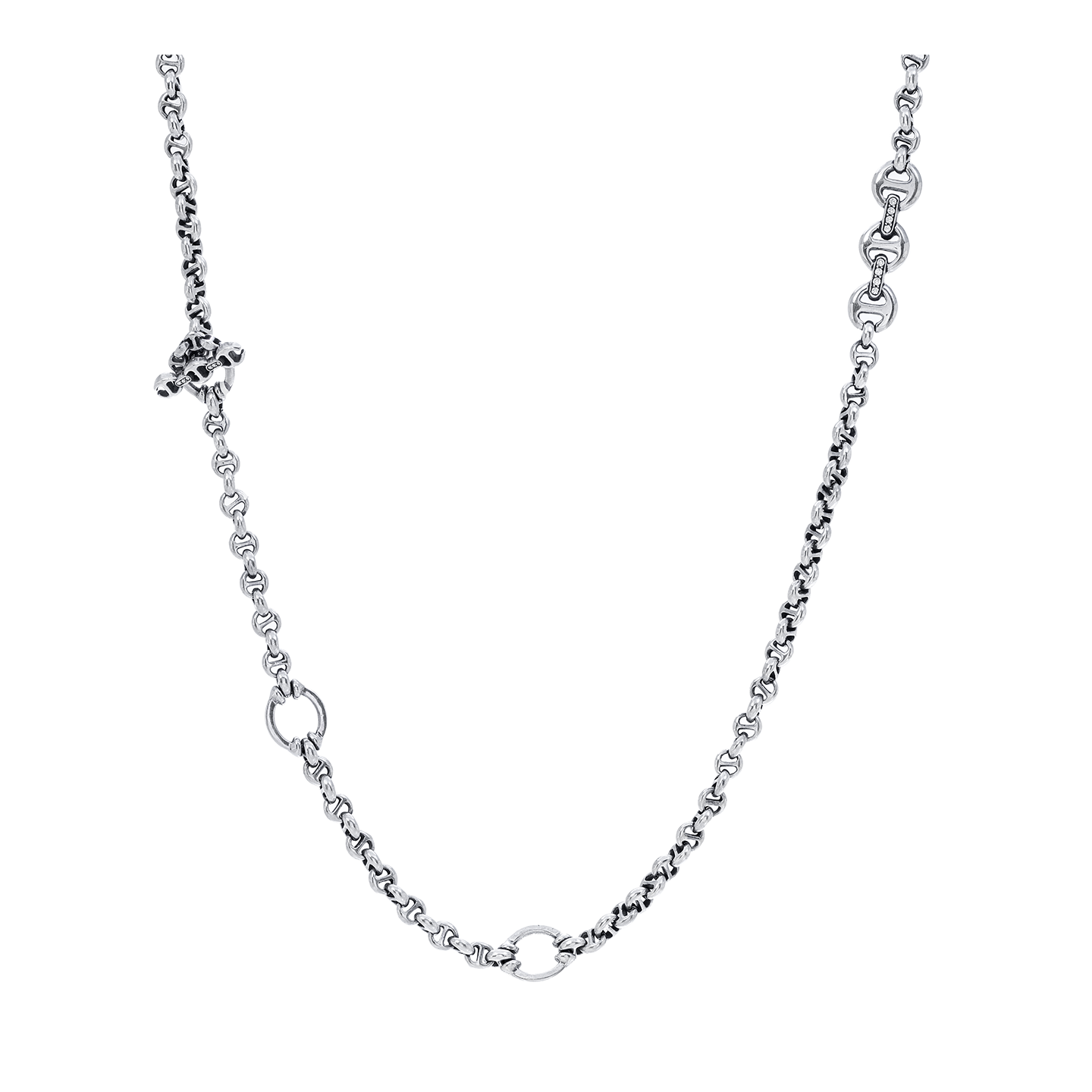 Hoorsenbuhs 5MM Open Link Necklace with Diamond Pendant and Toggle- 22"