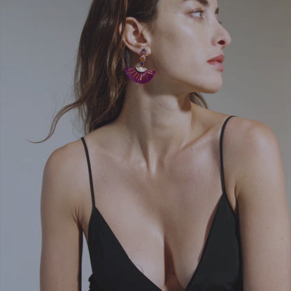 Silvia Furmanovich Half Moon Horse Mane Earrings with Diamond, Fire Opal, and Amethyst