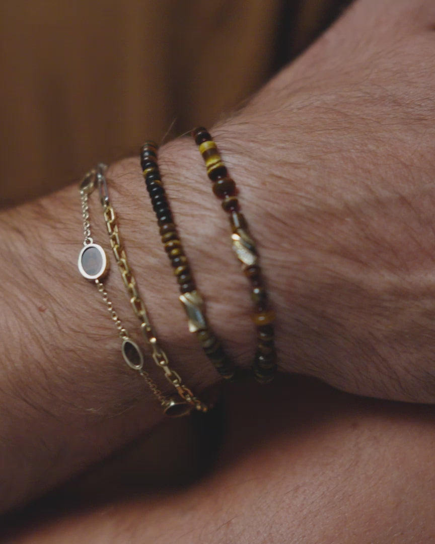 Luis Morais Short Drill Bit on Gemstone and Glass Beaded Bracelet