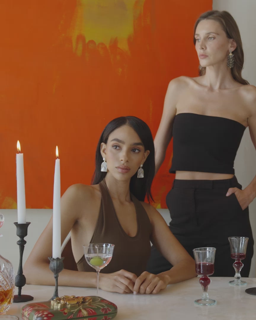 Silvia Furmanovich Tiered Horse Mane Earrings with Grey Moonstone, Opal, and Diamond