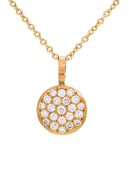 Caroline Ellen Small Pave Diamond Lentil Pendant Necklace