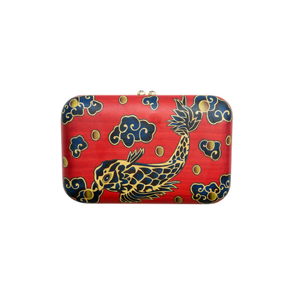 Silvia Furmanovich Marquetry Carp Pattern Clutch with Kyanite Clasp