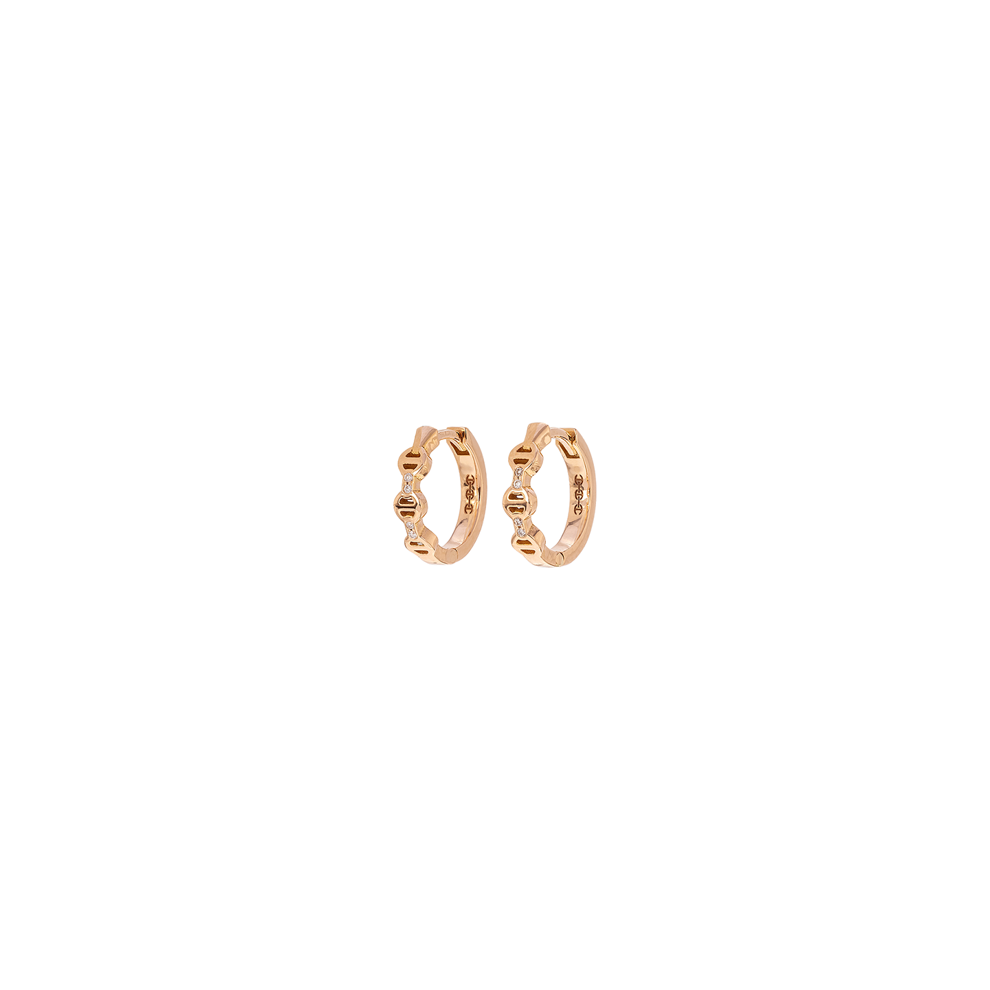 Hoorsenbuhs Rose Gold Huggies with Diamond Bridges