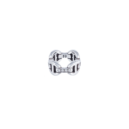 Hoorsenbuhs Quad Link Ring with Diamond Bridges