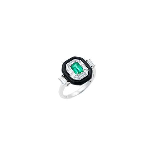 Nikos Koulis 'Oui' Diamond and Emerald Ring