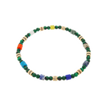Luis Morais Nine Gold Roll Beads with Multi Gemstones on Beaded Bracelet