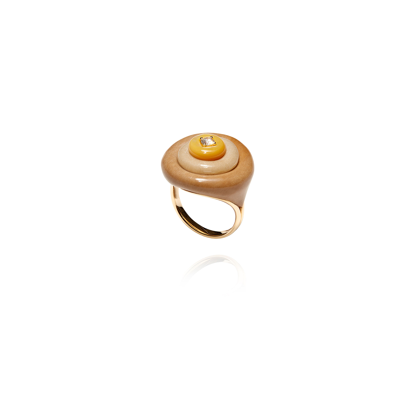 Fernando Jorge 'Surround' Signal Ring set with Petrified Wood, Tagua Seed and Mother-Of-Pearl