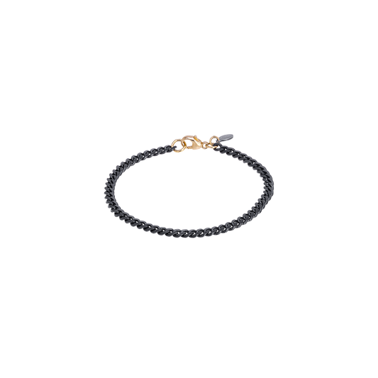 Tina Negri Black Curb Link Bracelet with Gold Clasp and Jump Ring