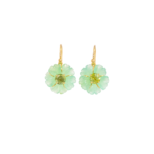 Irene Neuwirth 'Tropical Flower' One-Of-A-Kind Carved Chrysoprase Earring