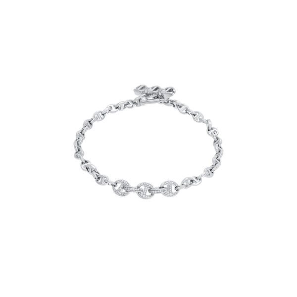 Hoorsenbuhs 3mm 'Open-Link' Bracelet with Five 5mm Full Pave Links ...