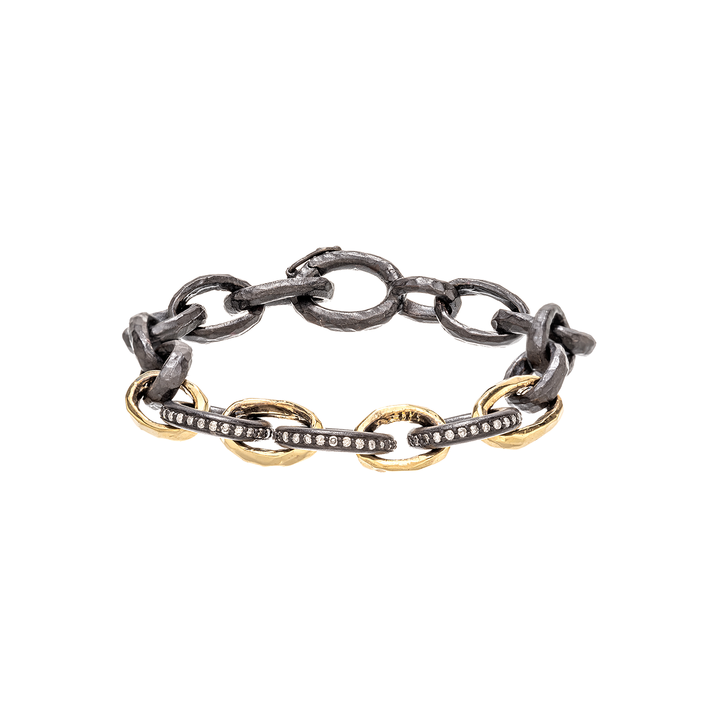 Nancy Newberg Bracelet with Gold and Oval Diamond Links