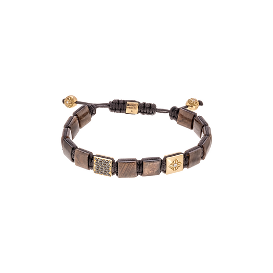 Shamballa Jewels 10mm Lock Bracelet with Yellow Gold and Brown Sapphires
