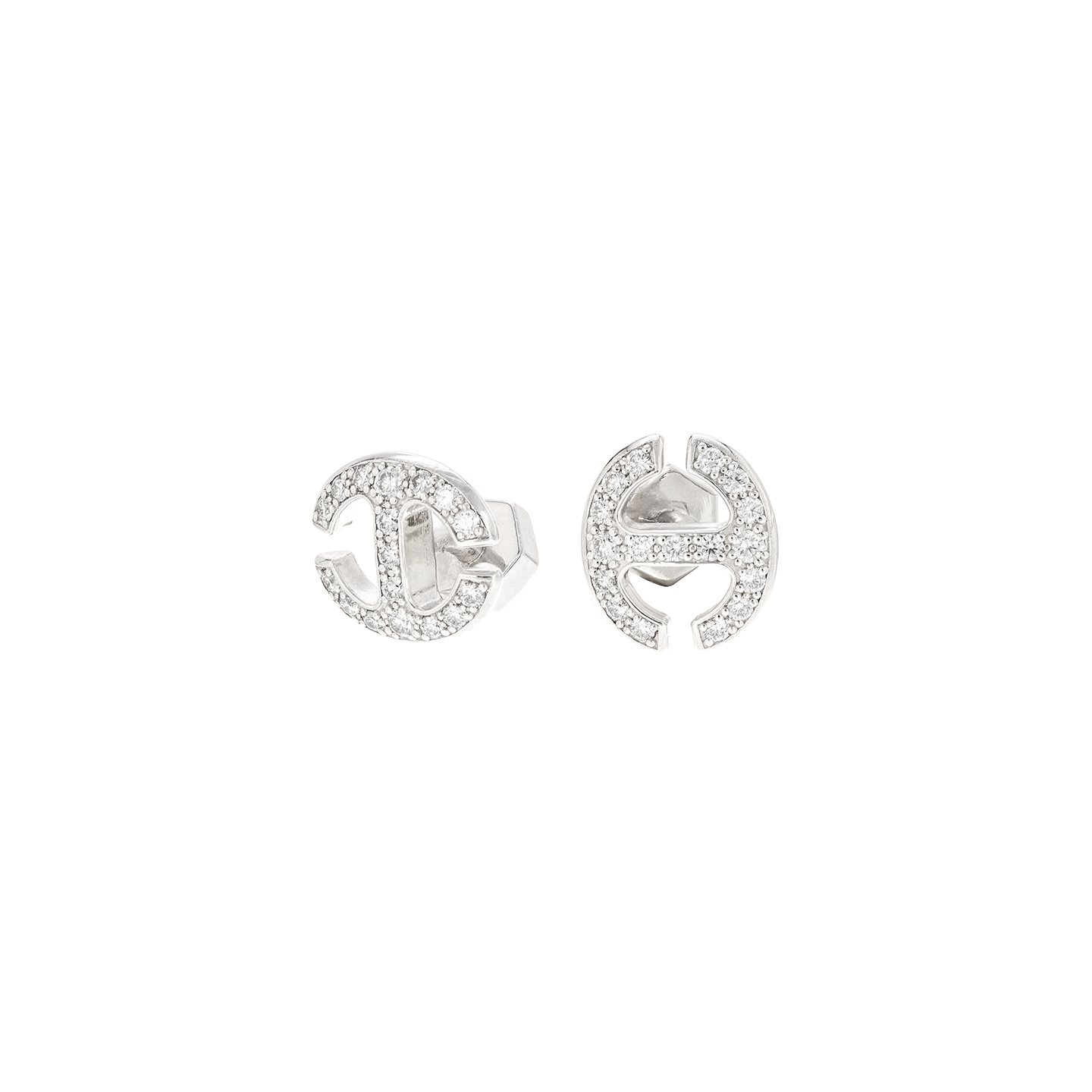 Hoorsenbuhs Mono Link Cufflinks in Sterling with White Diamonds