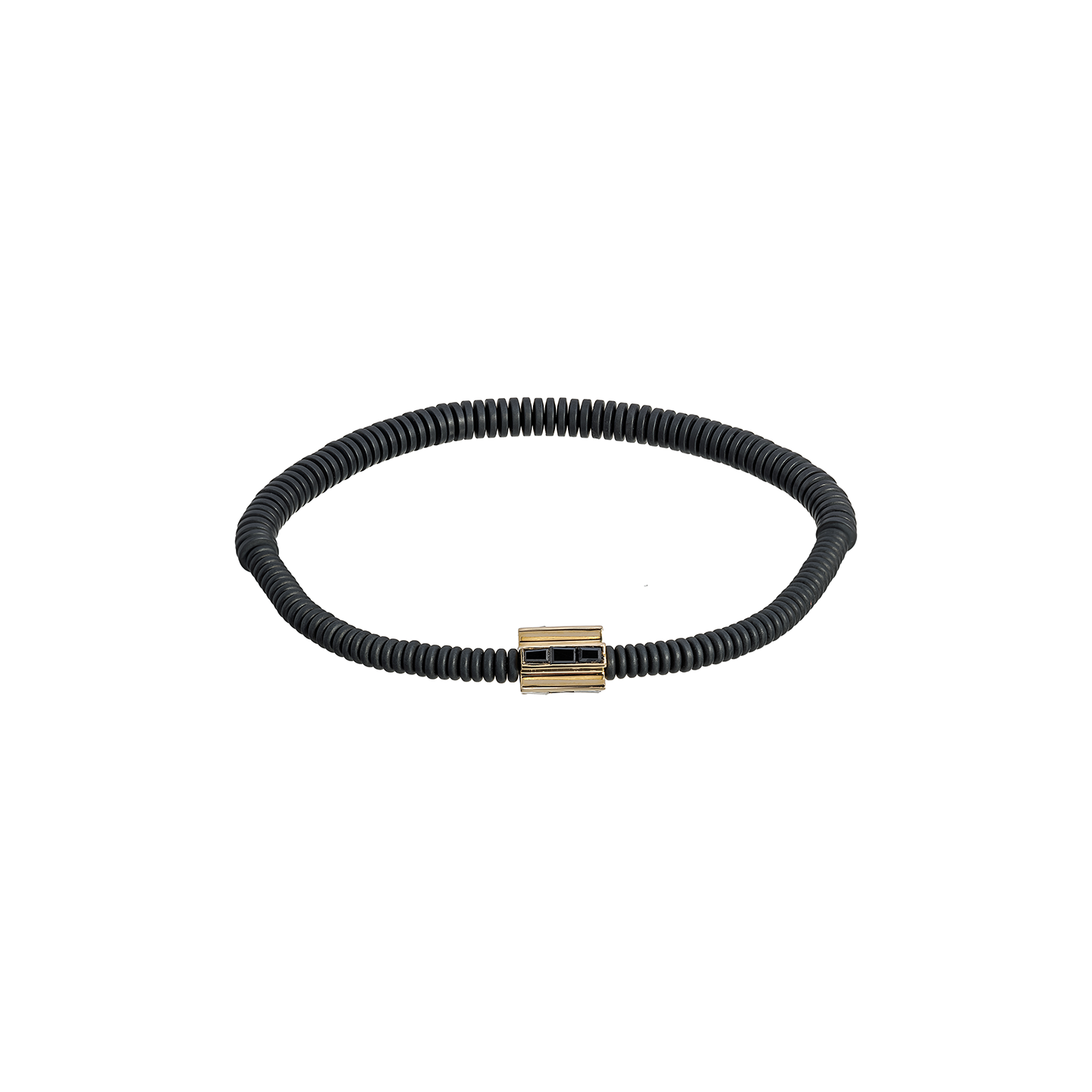 Luis Morais Gold Cross with Black Diamonds on Gemstone Beaded Bracelet
