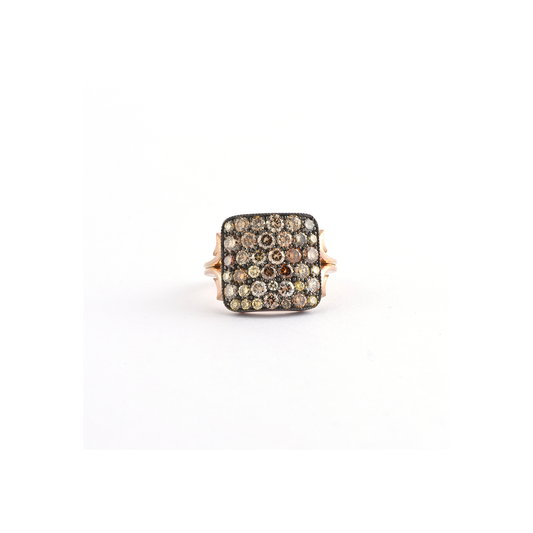 Sylva & Cie Small Ten Table Ring with Fancy Colored Diamonds