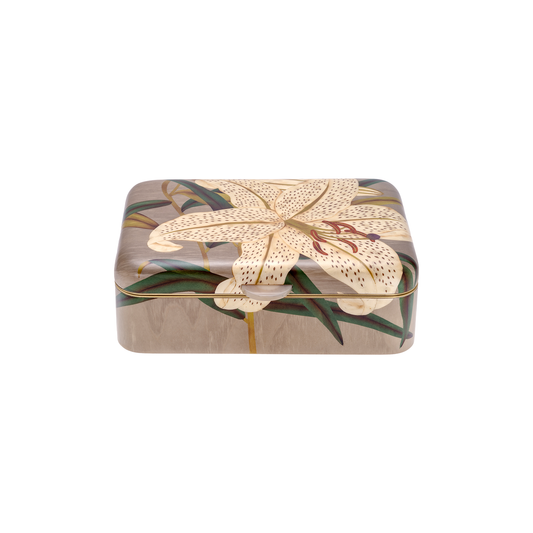 Silvia Furmanovich Marquetry White Lily Flower Motif Box