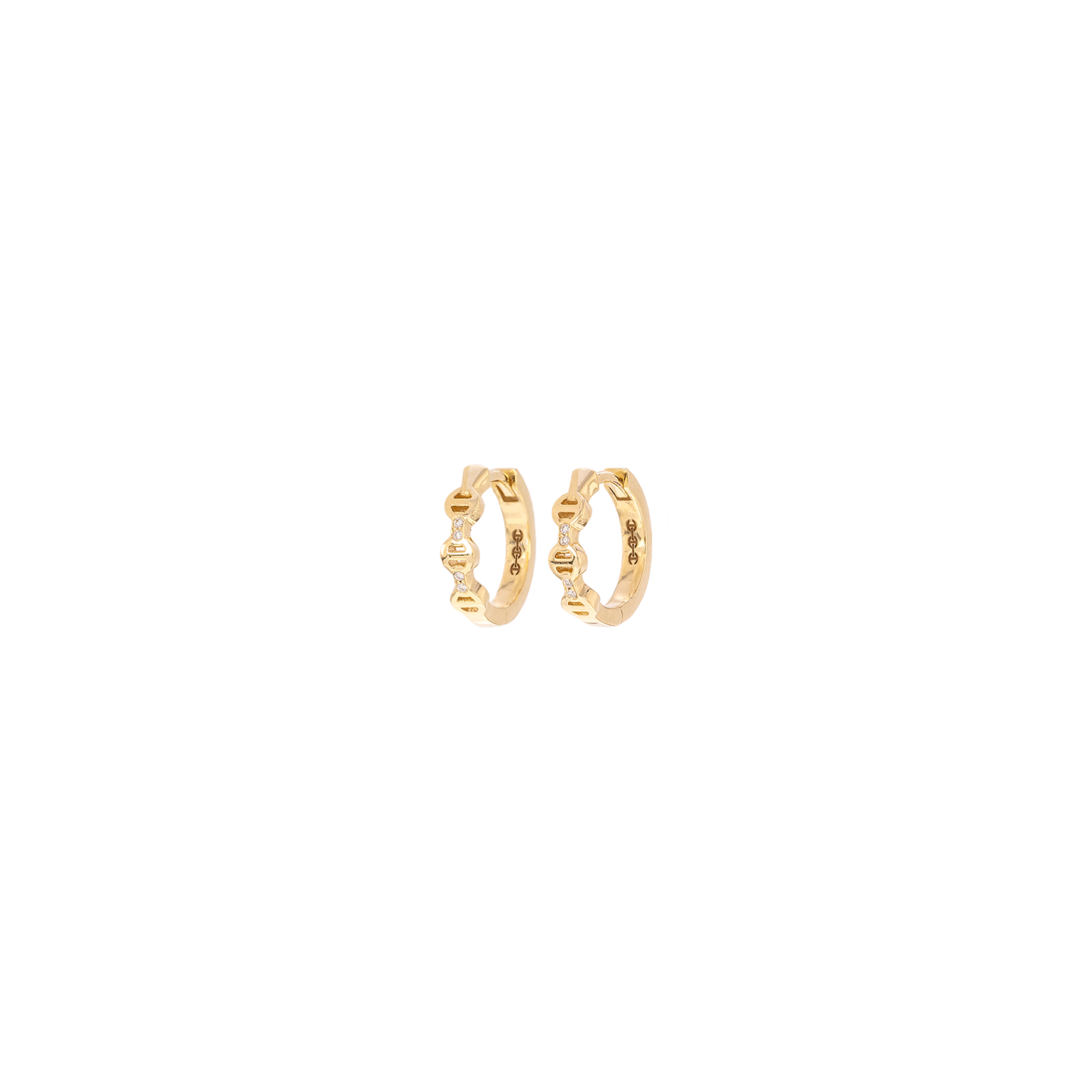 Hoorsenbuhs Yellow Gold Huggies with Diamond Bridges