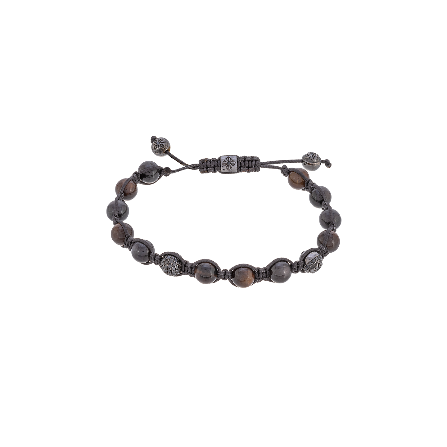 Shamballa Jewels 8mm Braided Bracelet with Brown and Grey Sapphires