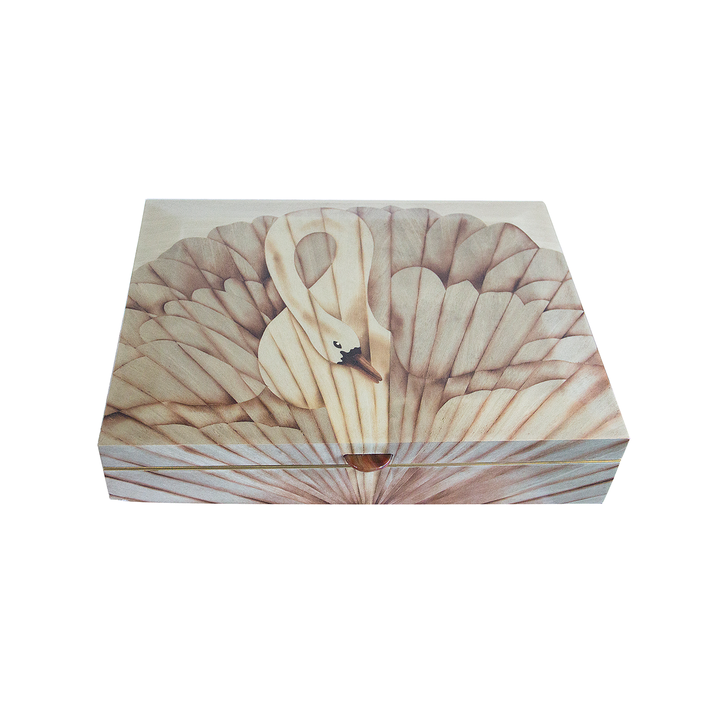 Silvia Furmanovich Large Marquetry Box with Swan Motif