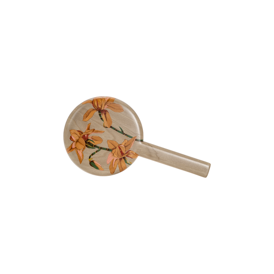 Silvia Furmanovich Marquetry Hand Mirror with Magnolia Motif