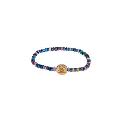 Luis Morais Gemstone Beaded Bracelet with large Disk with Light of the Majestic Symbol