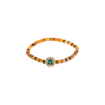 Luis Morais Large Disk with Enamel Scarab Symbol on Gemstone Beaded Bracelet