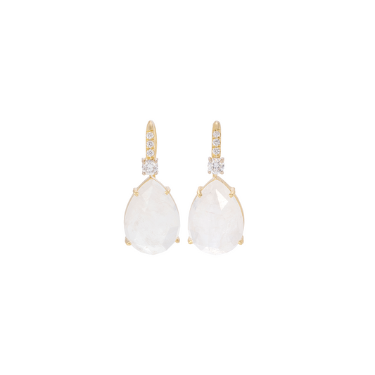 Irene Neuwirth 'Classic' Pear Shape Rose Cut Rainbow Moonstone Earrings