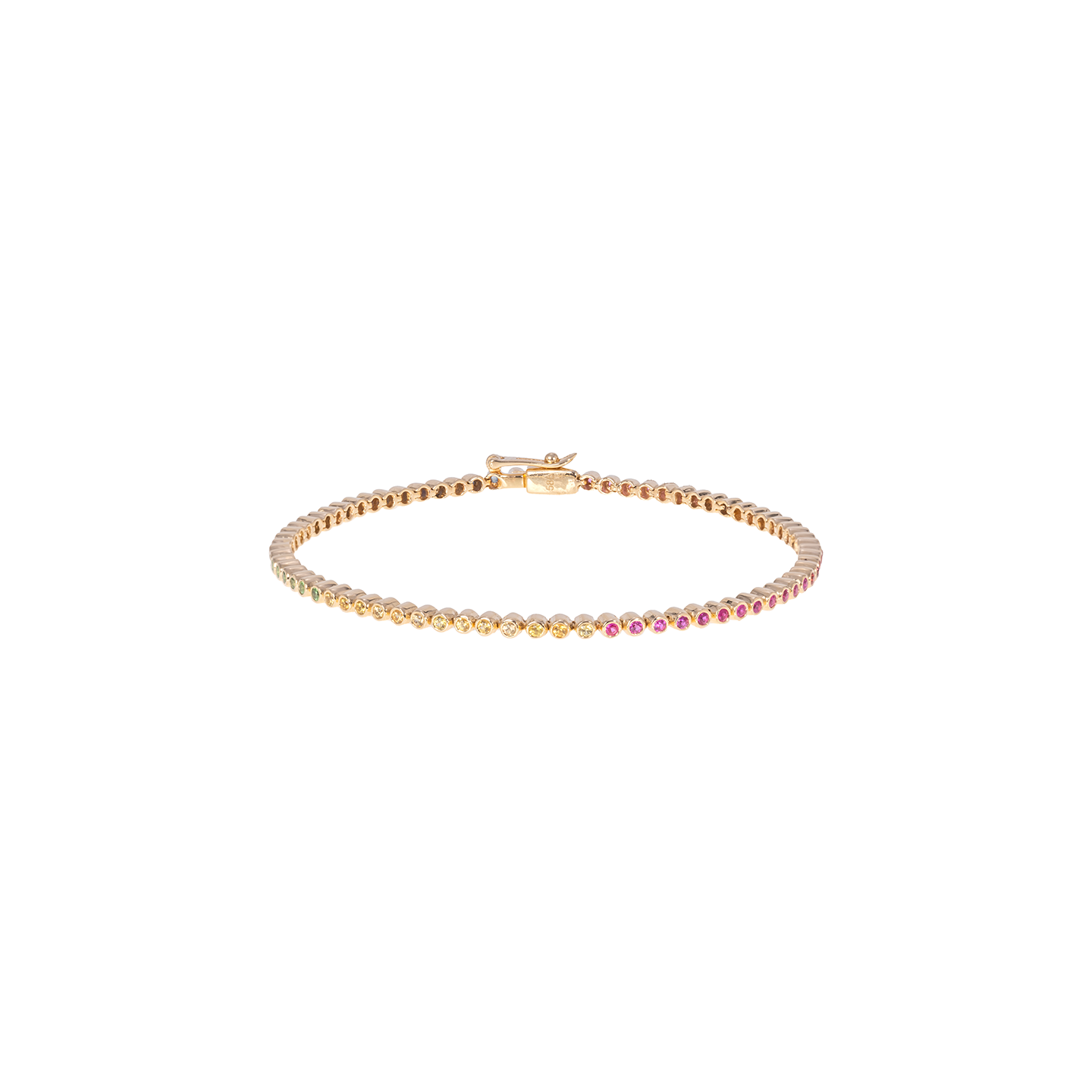 Luis Morais Gold Tennis Bracelet with Ombre Rainbow Sapphires