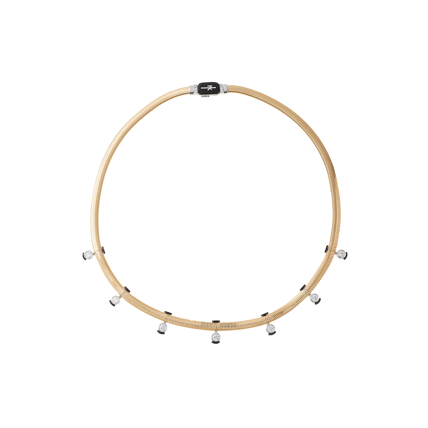 Nikos Koulis 'Feelings' Necklace with Round Cut Diamonds and Black Enamel